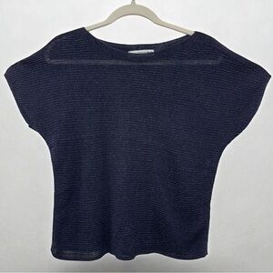 Uniqlo x Ines de la Fressange Linen-Blend Knit Top | Size M | Navy